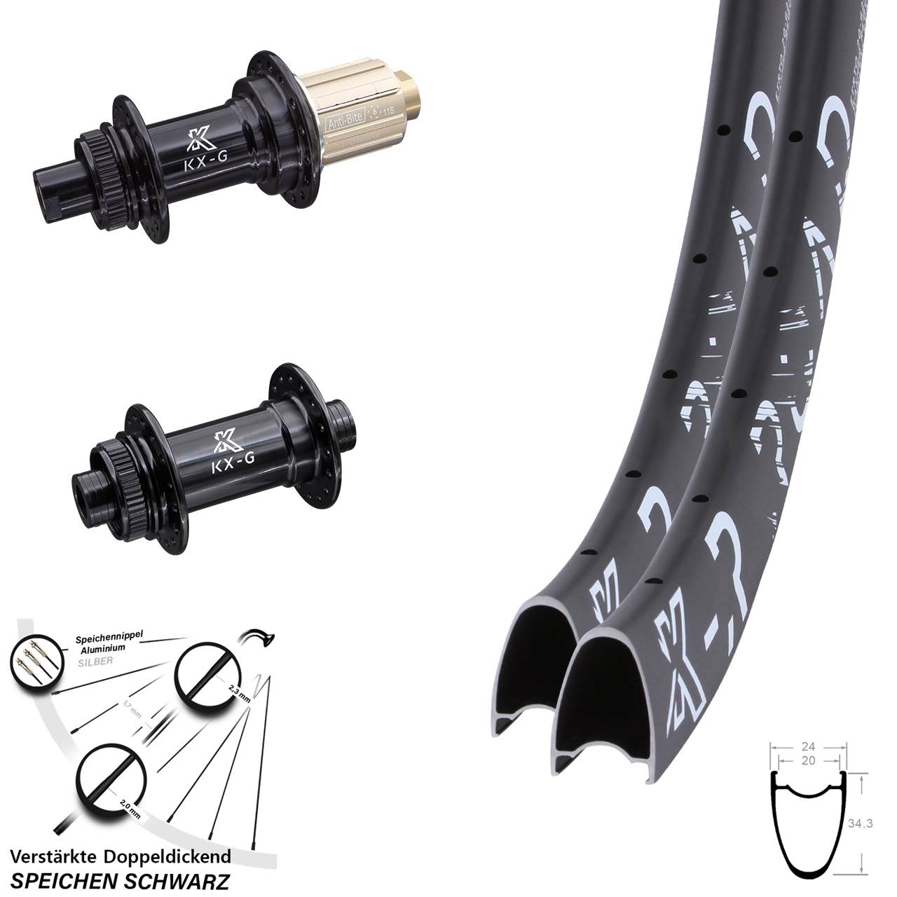 Disc Laufradsatz 28 Zoll KX-GR Road Gravel 8-12 fach 12x100/142