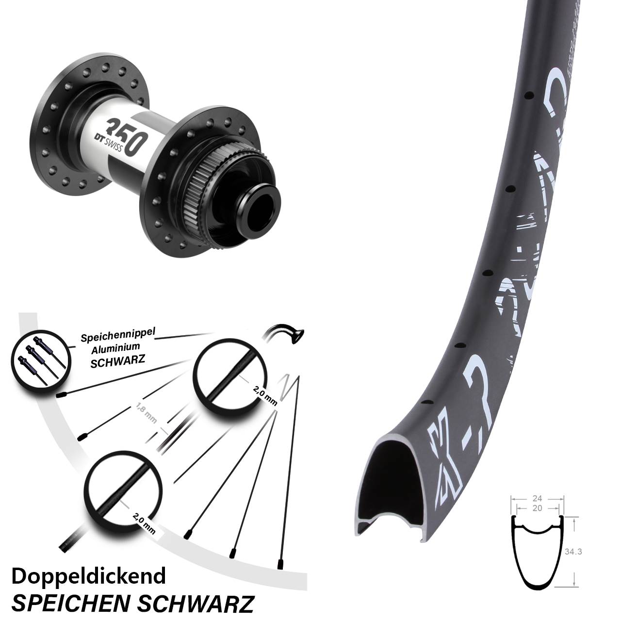 Laufrad 28 Zoll KX-R Road DT Swiss 350 12x100 Centerlock