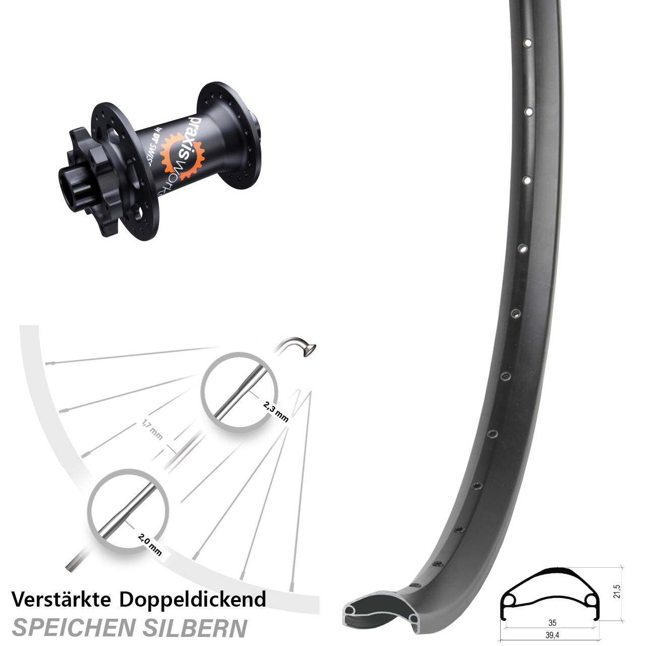 Ambrosio E35 DT Swiss 350 SL 29 Zoll Disc Vorderrad 15x100