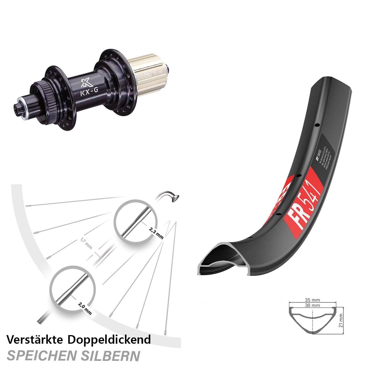 DT Swiss FR541 KX-G 29 Zoll Centerlock Hinterrad QR 8-12 fach HG