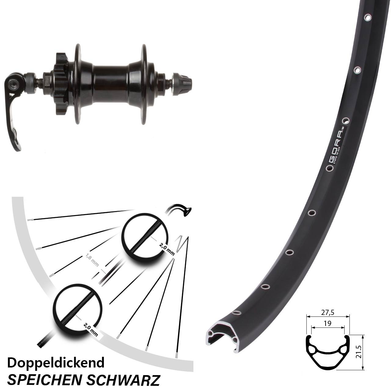 Gora 19 Novatec 28 Zoll Disc Vorderrad QR