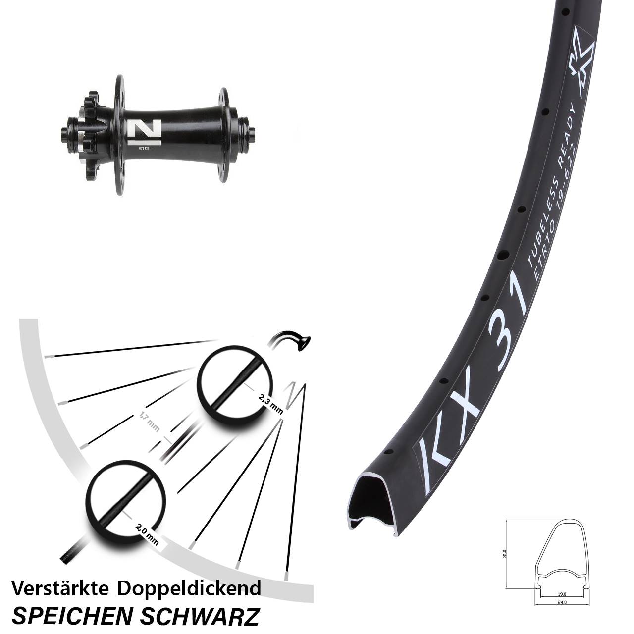 KX 31 Novatec D791SB 28 Zoll 6-Loch Vorderrad für Schnellspanner