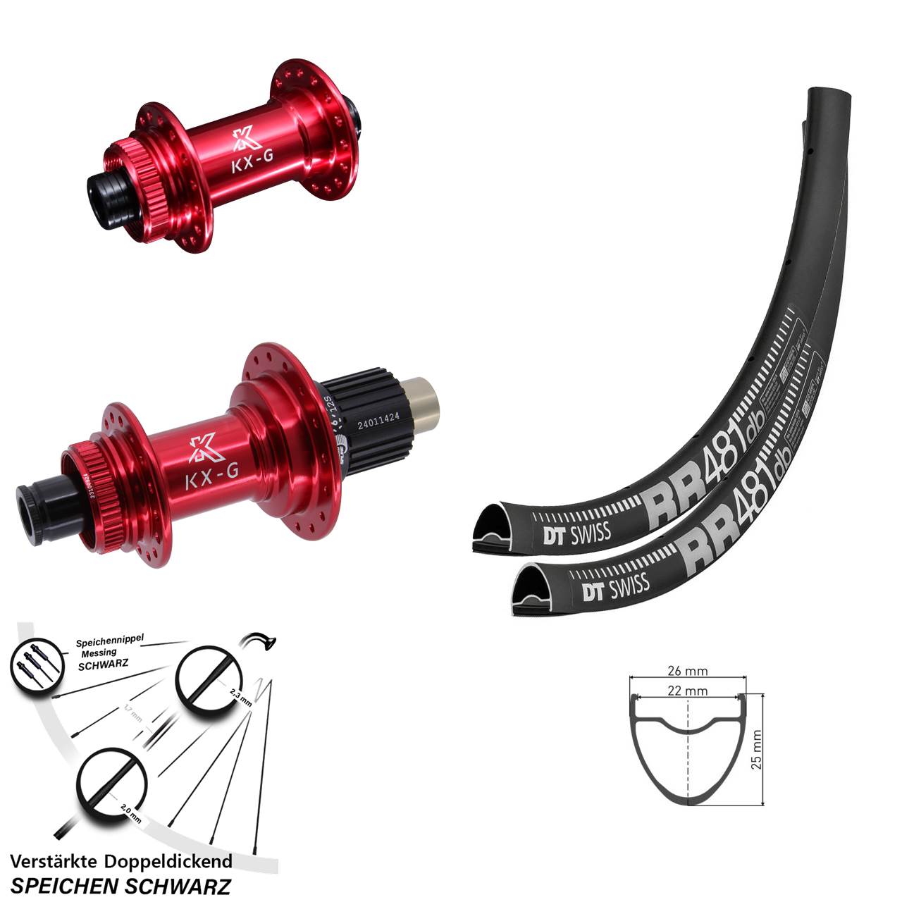 DT Swiss RR481 KX-G rot 28 Zoll Laufradsatz Centerlock 15x100 12x142 Shimano Micro Spline