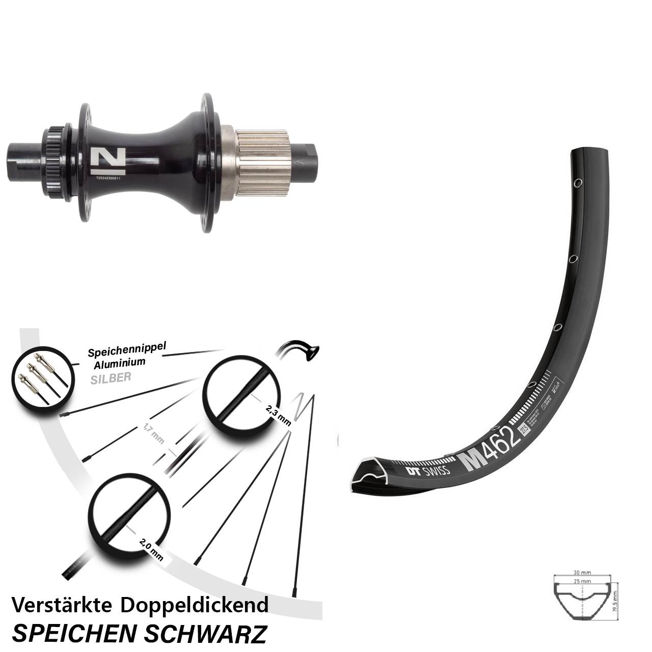 DT Swiss M462 Novatec D462SB 650B Hinterrad Centerlock 12x148 Micro Spline