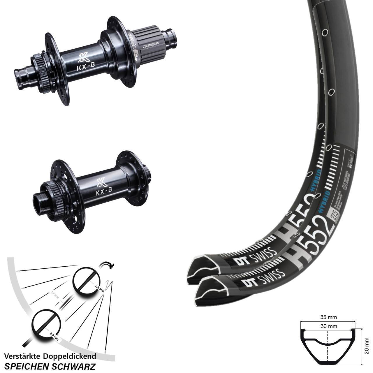 Disc Laufradsatz 15x110 12x148 29 Zoll DT Swiss H552 KX-BS Micro Spline