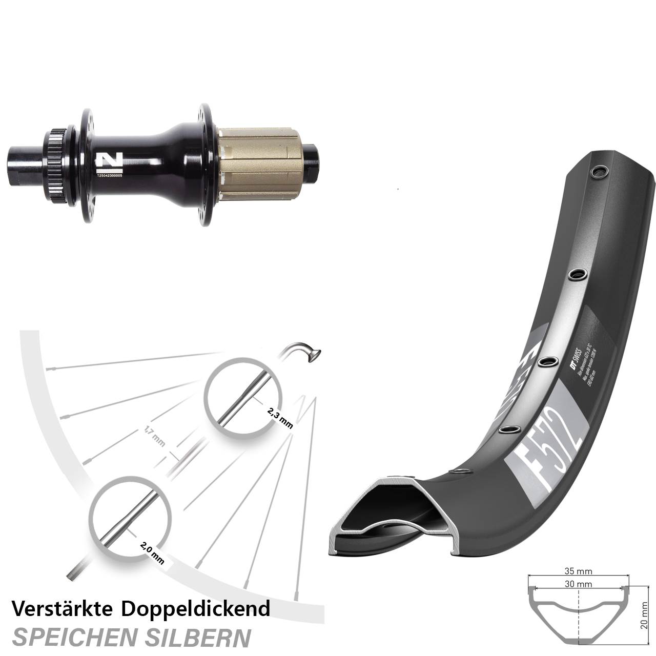 Centerlock Hinterrad 12x142 29 Zoll DT Swiss F 572 Novatec D792 8-12 fach HG