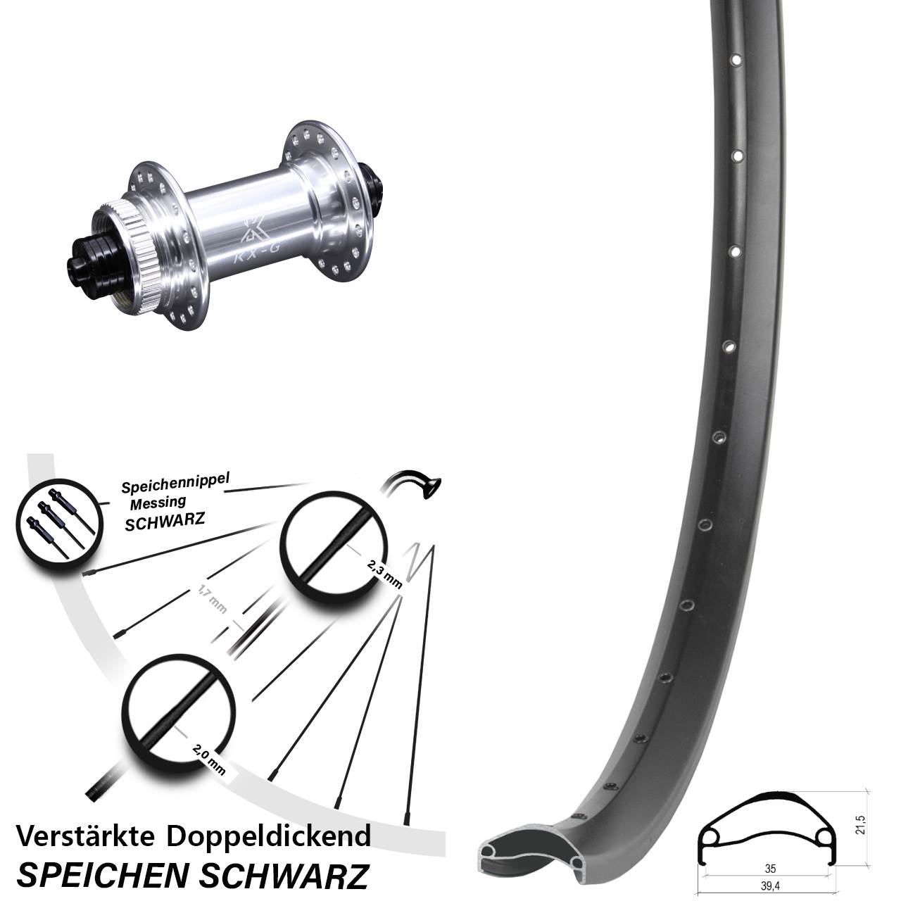 29 Zoll Ambrosio E35 KX-G Disc Vorderrad QR
