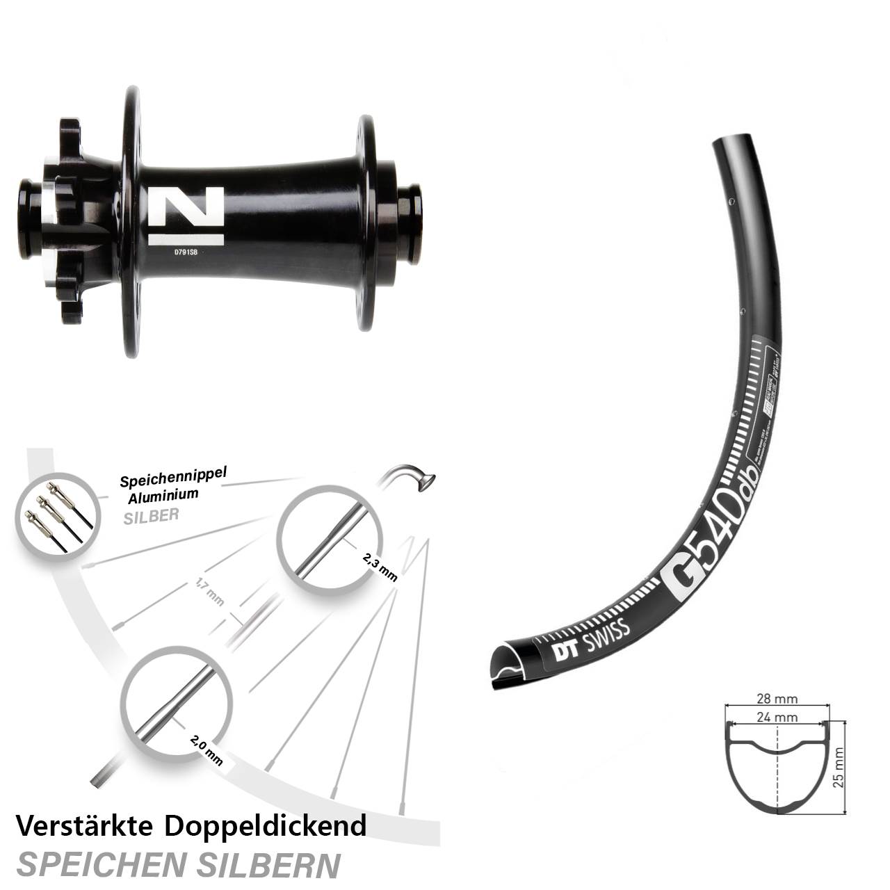 Vorderrad 6-Loch 12x100 28-29 Zoll DT Swiss G540 Novatec D791