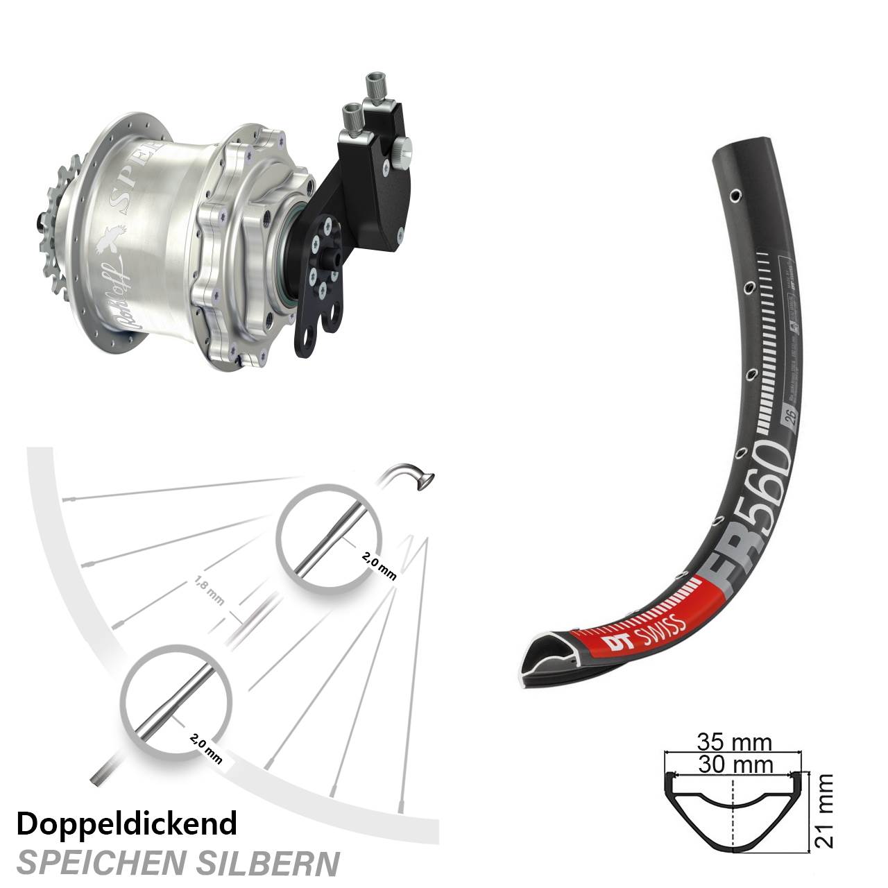 Disc Hinterrrad 26 Zoll DT Swiss FR560 Rohloff Speedhub 500/14 CC DB Tandem
