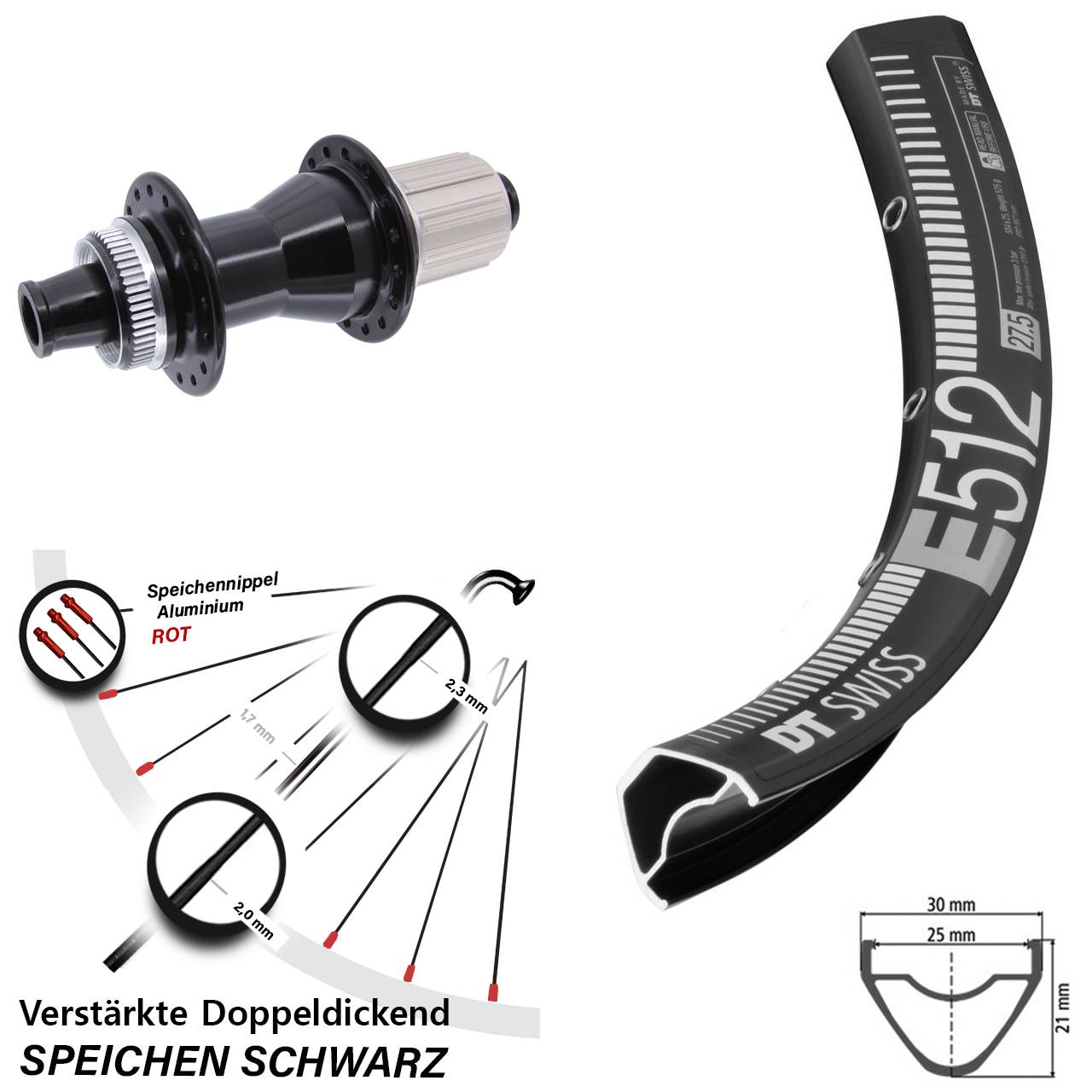 Centerlock 29 Zoll Hinterrad 12x142 DT Swiss E512 Novatec CL142 8-12 fach HG