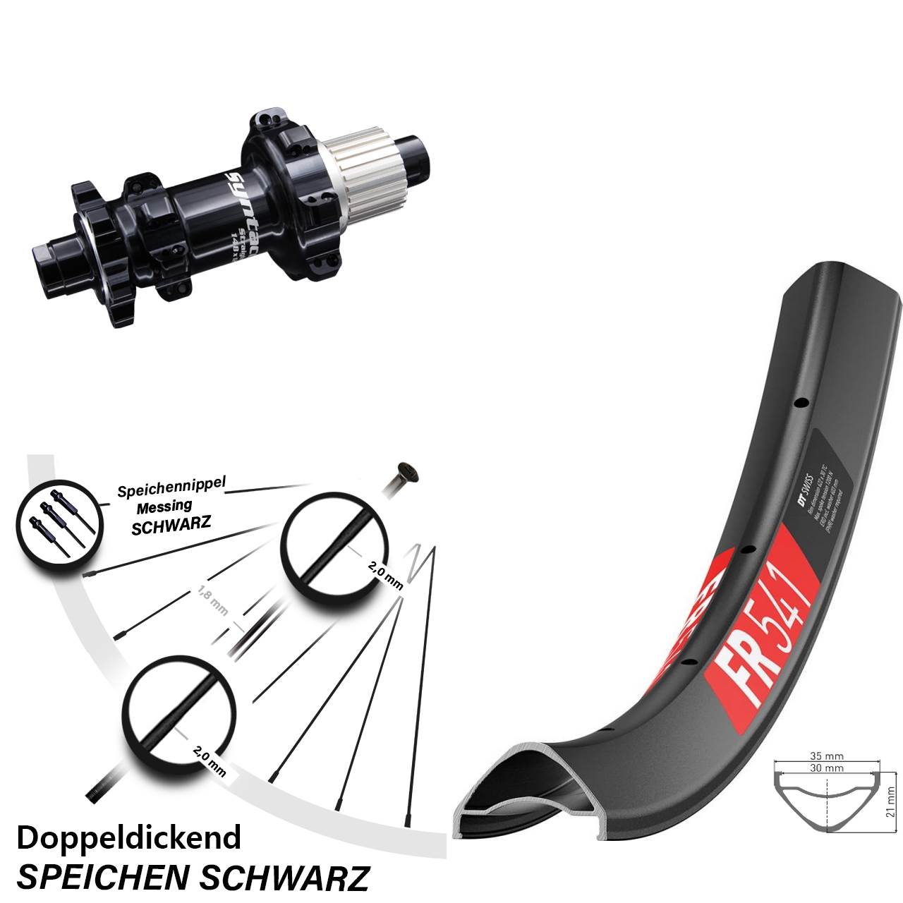 Syntace Boost Straightpull DT Swiss FR 541 Hinterrad 27,5 Zoll Enduro Micro Spline 12-fach