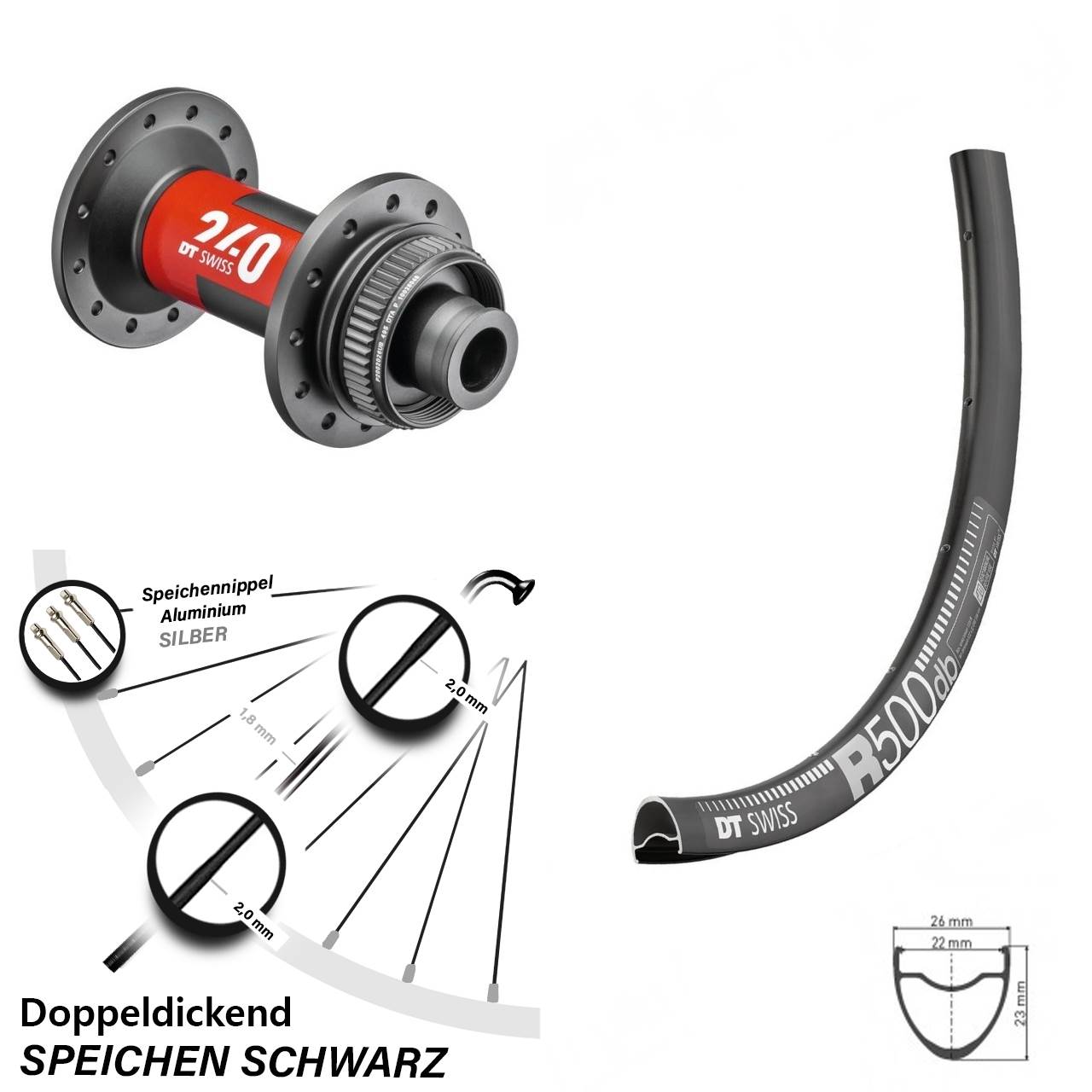 28 Zoll Vorderrad DT Swiss R 500 inklusive 240 Road Nabe