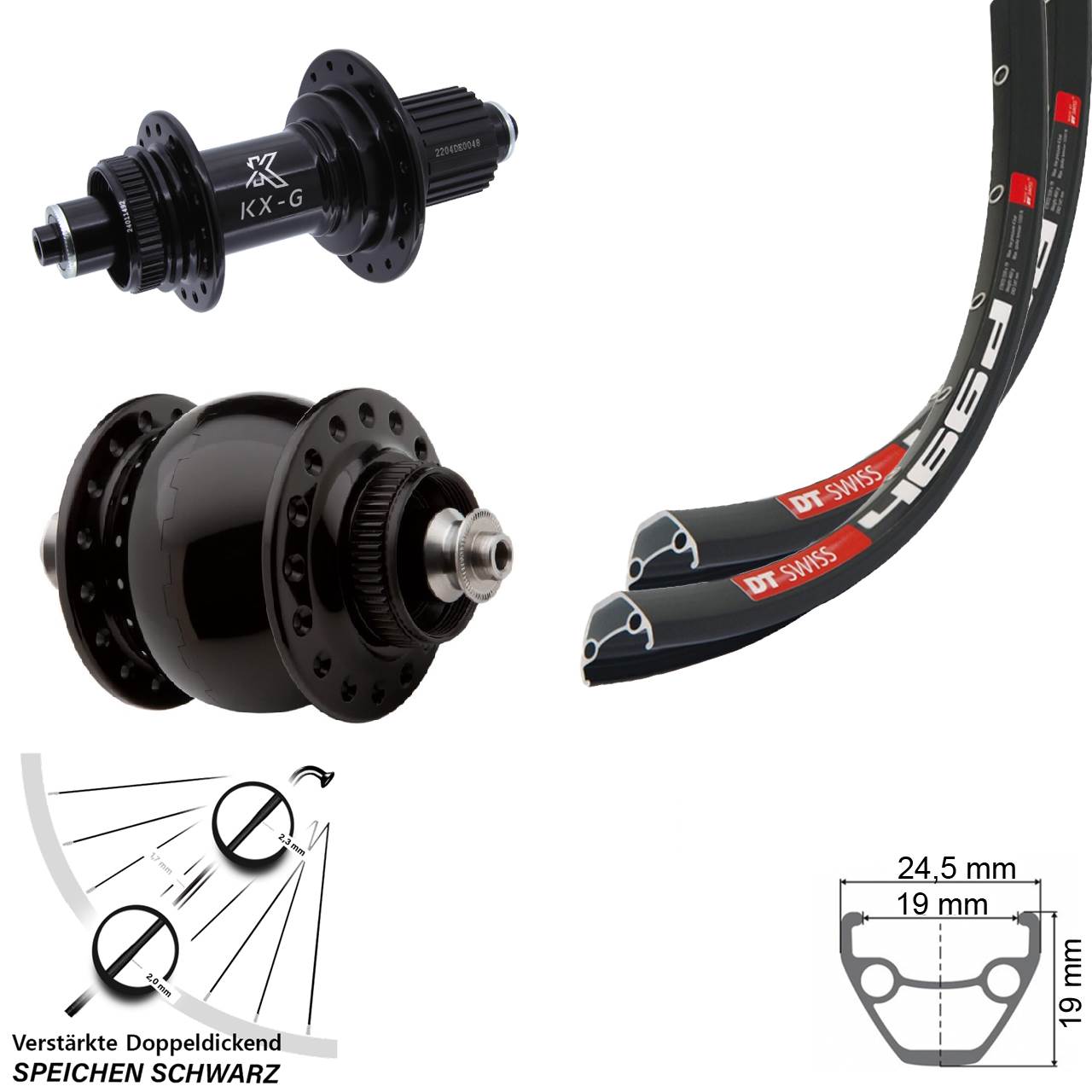 DT Swiss 466 KX-GS verstärkt SONdelux 28 Zoll Laufradsatz Centerlock QR Micro Spline