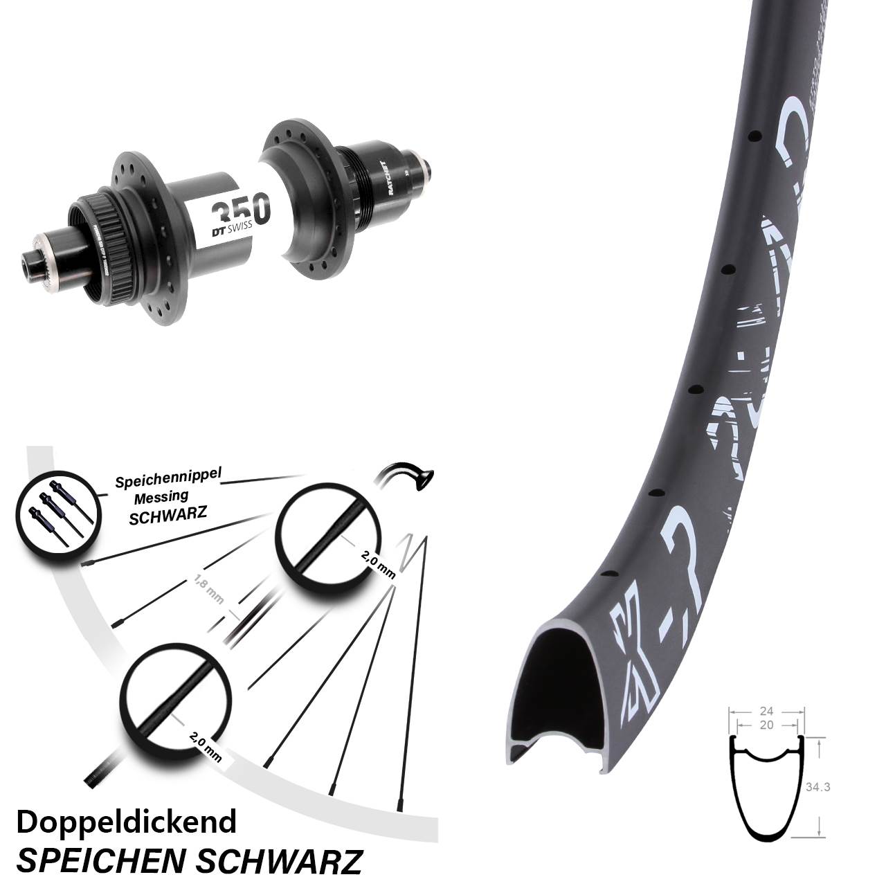 28 Zoll KX-R Road DT Swiss 350 Disc Laufrad QR XD