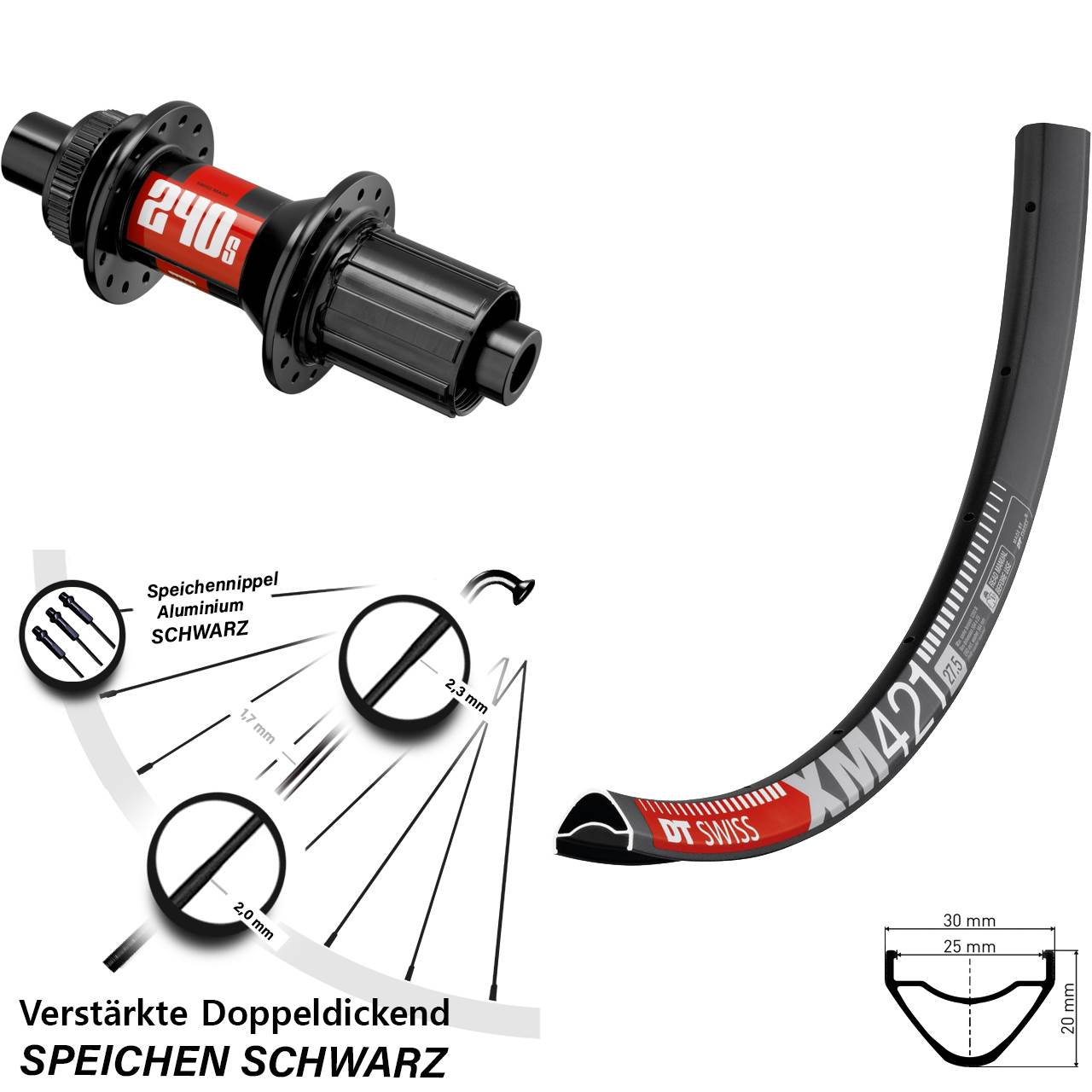 DT Swiss XM421 240S 29 Zoll Centerlock Hinterrad 12x148 8-11 fach HG