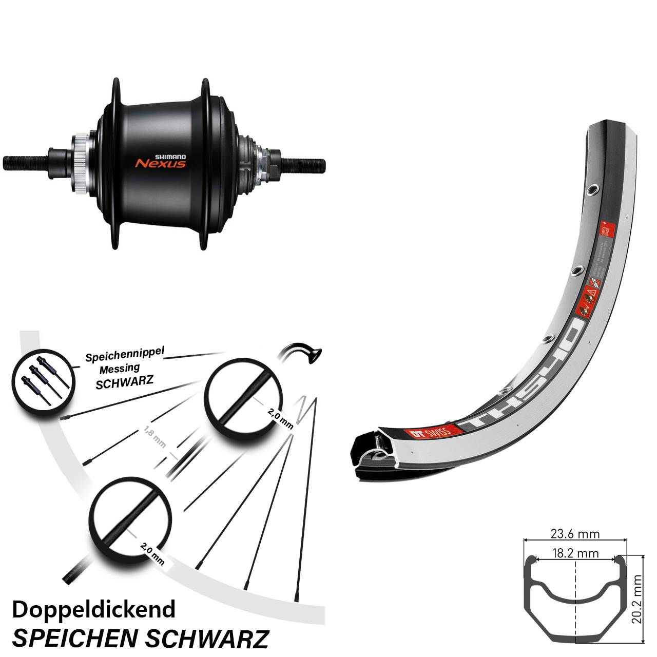 DT Swiss TK540 Hinterrad 28 Zoll Shimano SG-C3001-7D 7 Gang