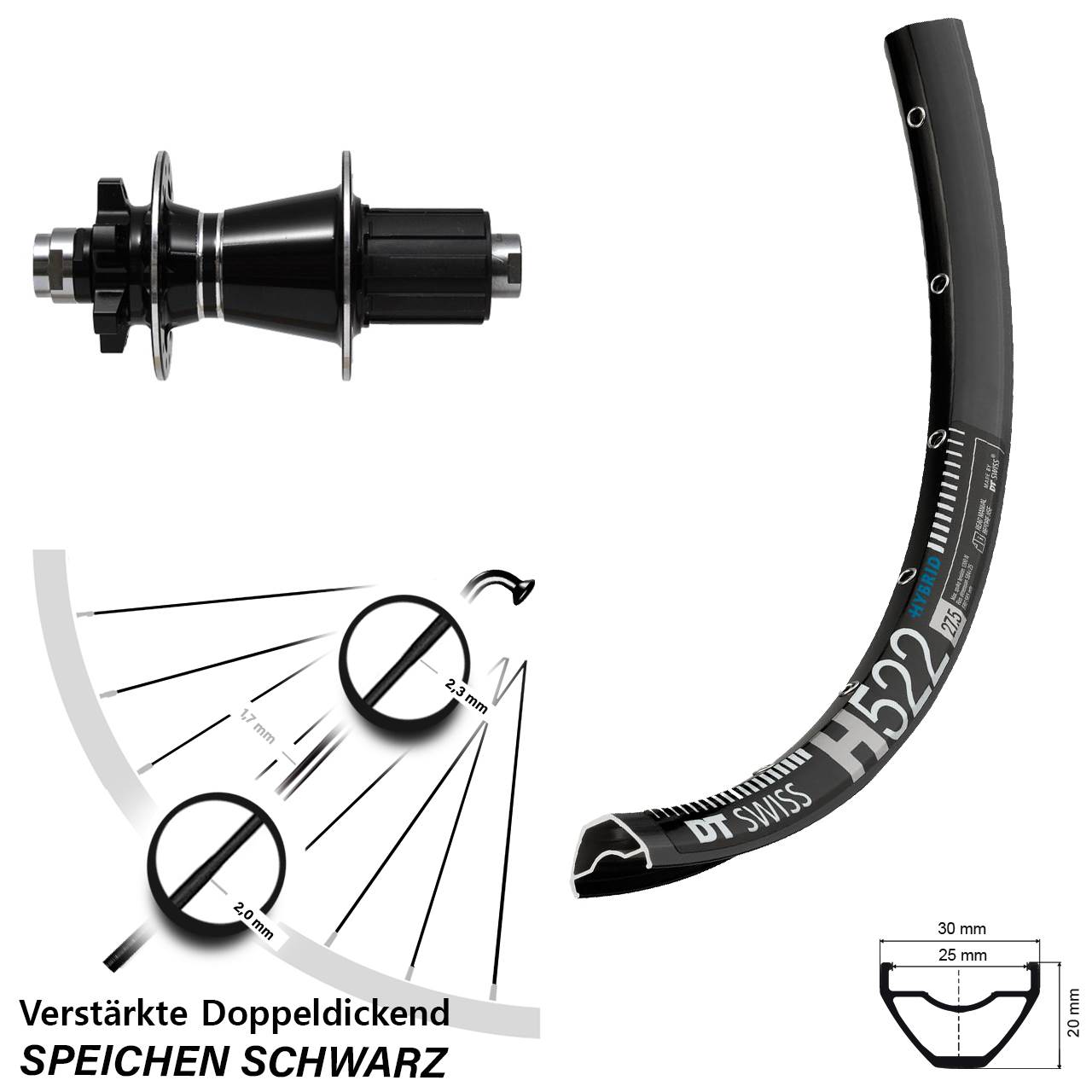 DT Swiss H522 Formula GDC-1528 27,5 Zoll Disc Hinterrad 12x142 8-11 fach HG