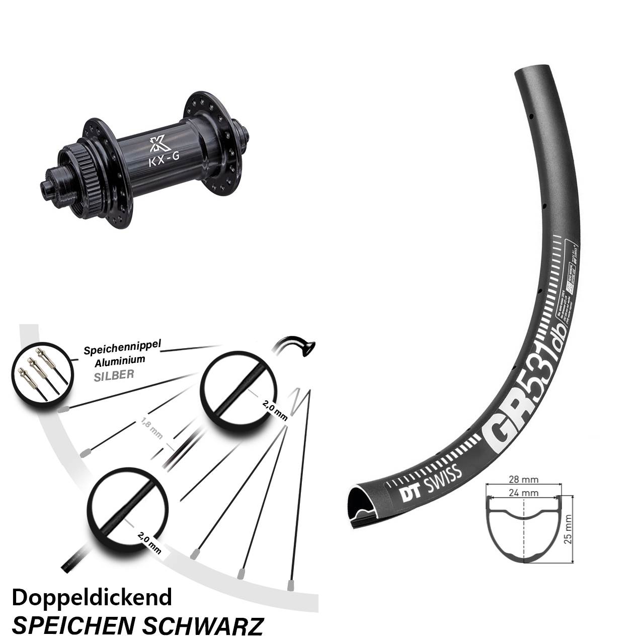 DT Swiss GR531 KX-G 27,5 Zoll Centerlock Vorderrad QR