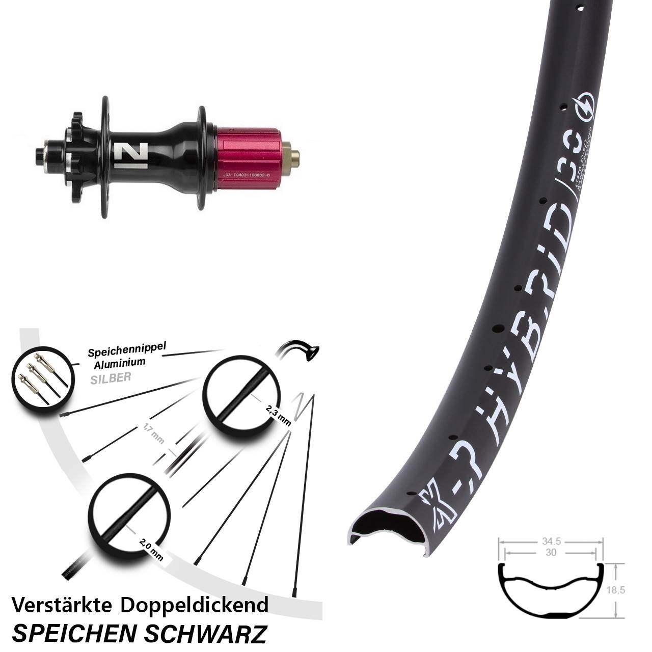 KX-R Hybrid 30 Novatec Superlight 29 Zoll Hinterrad 6-Loch für Schnellspanner 8-12 fach