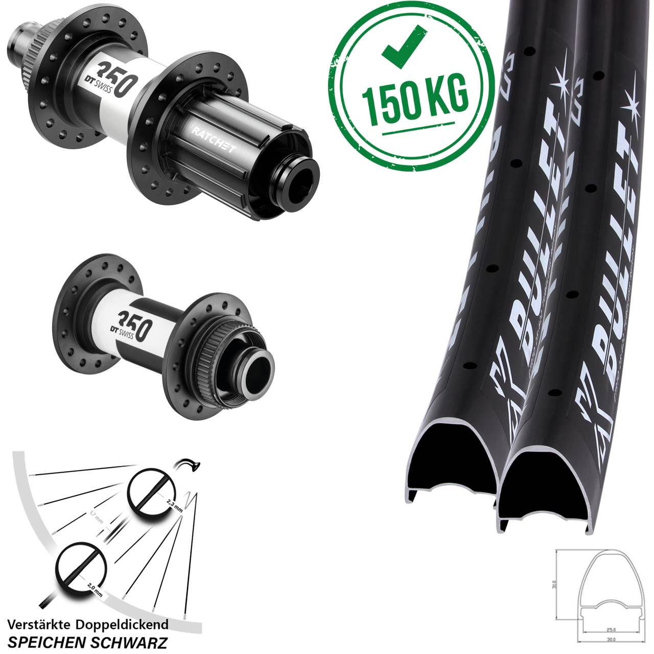 KX Bullet DT Swiss 350 29 Zoll Disc Laufrad-Satz 15x100 12x142 11-12 fach