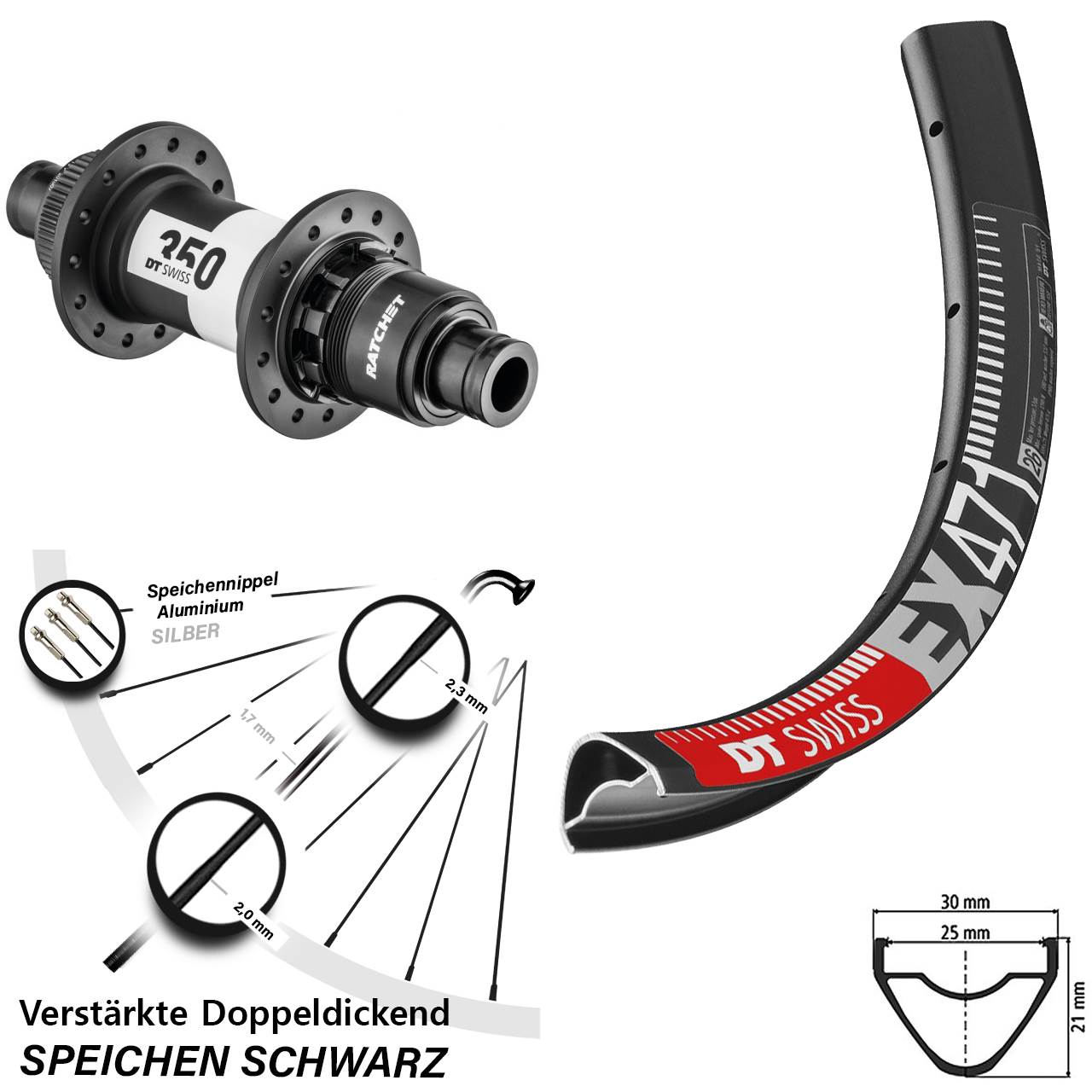 29 Zoll Laufrad DT Swiss EX471-350 SRAM XD 12x148 Boost