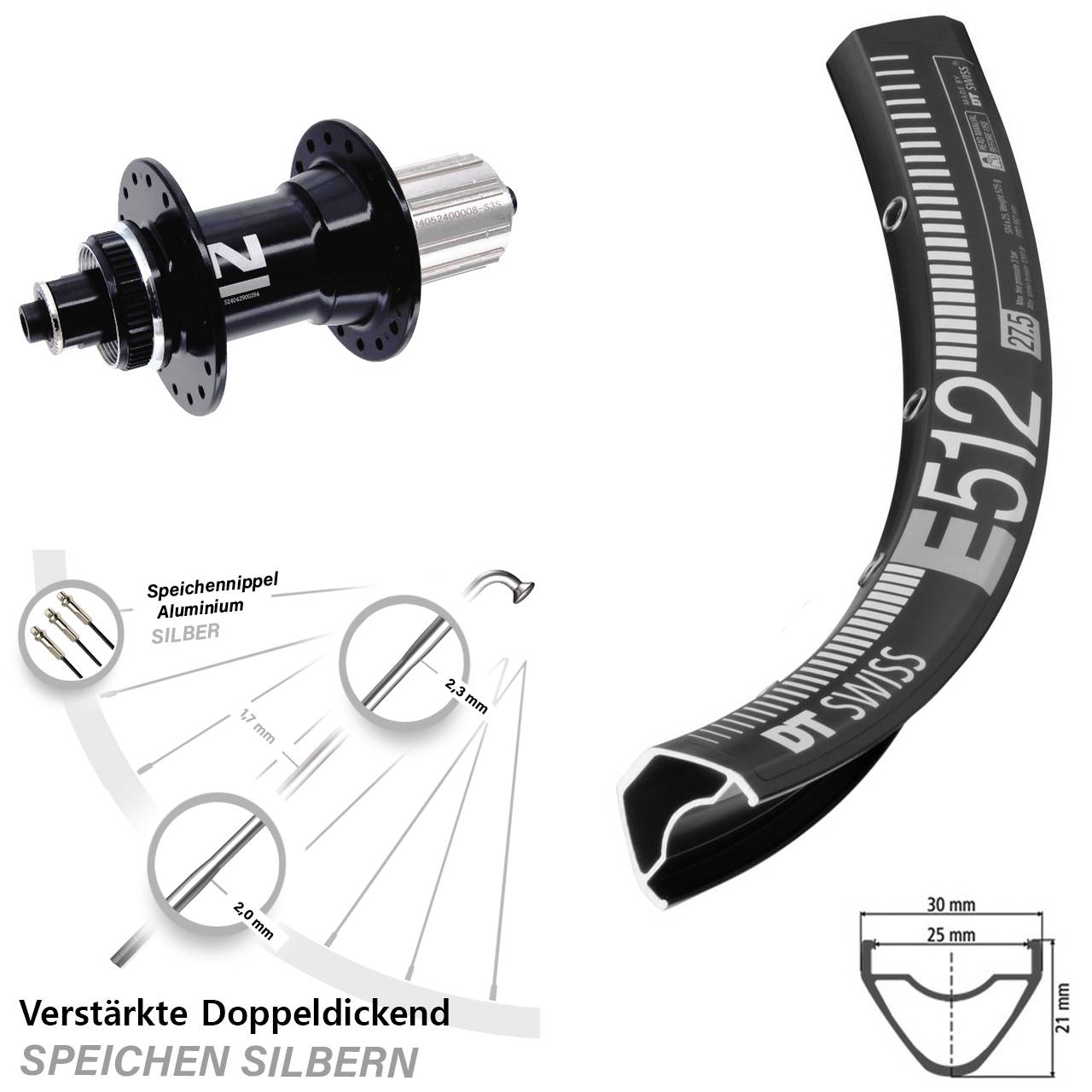 DT Swiss E 512 Novatec D042SB Disc 29 Zoll Laufrad für Schnellspanner 8-12 fach HG