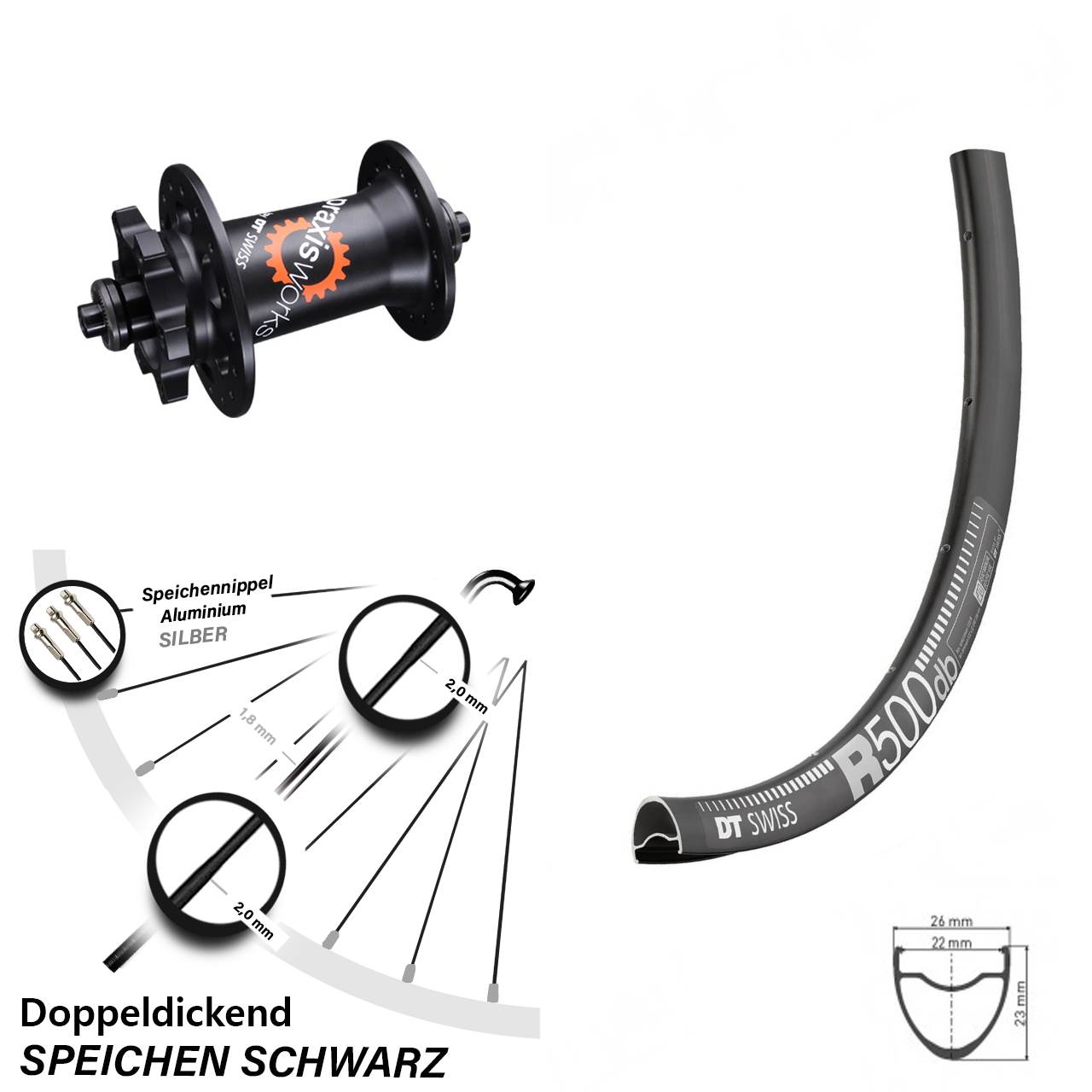 28 Zoll Vorderrad DT Swiss R 500 Road Disc 350 Schnellspanner 6-loch