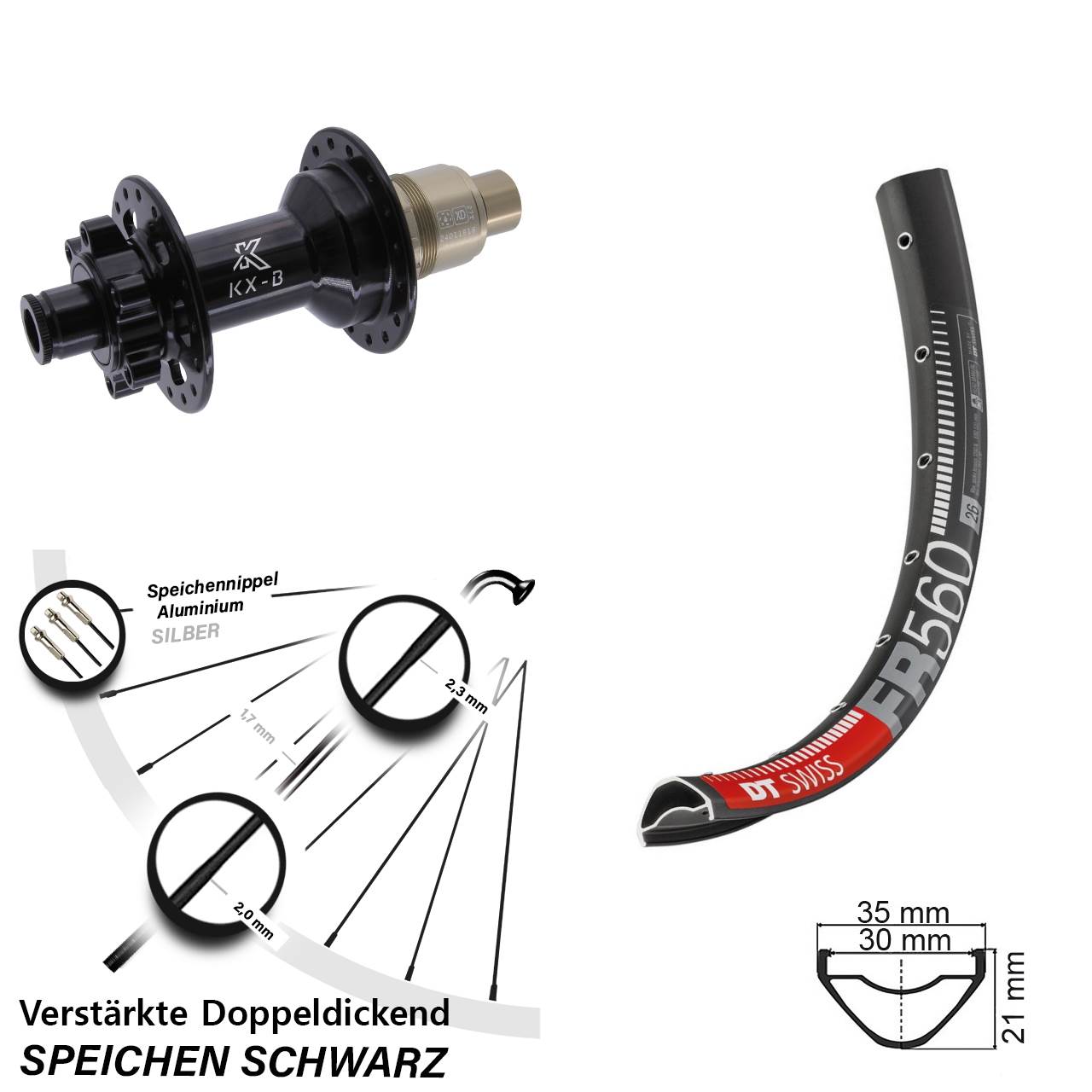 DT Swiss FR 560 KX-B 26 Zoll Disc Laufrad 12x148 Boost SRAM XD