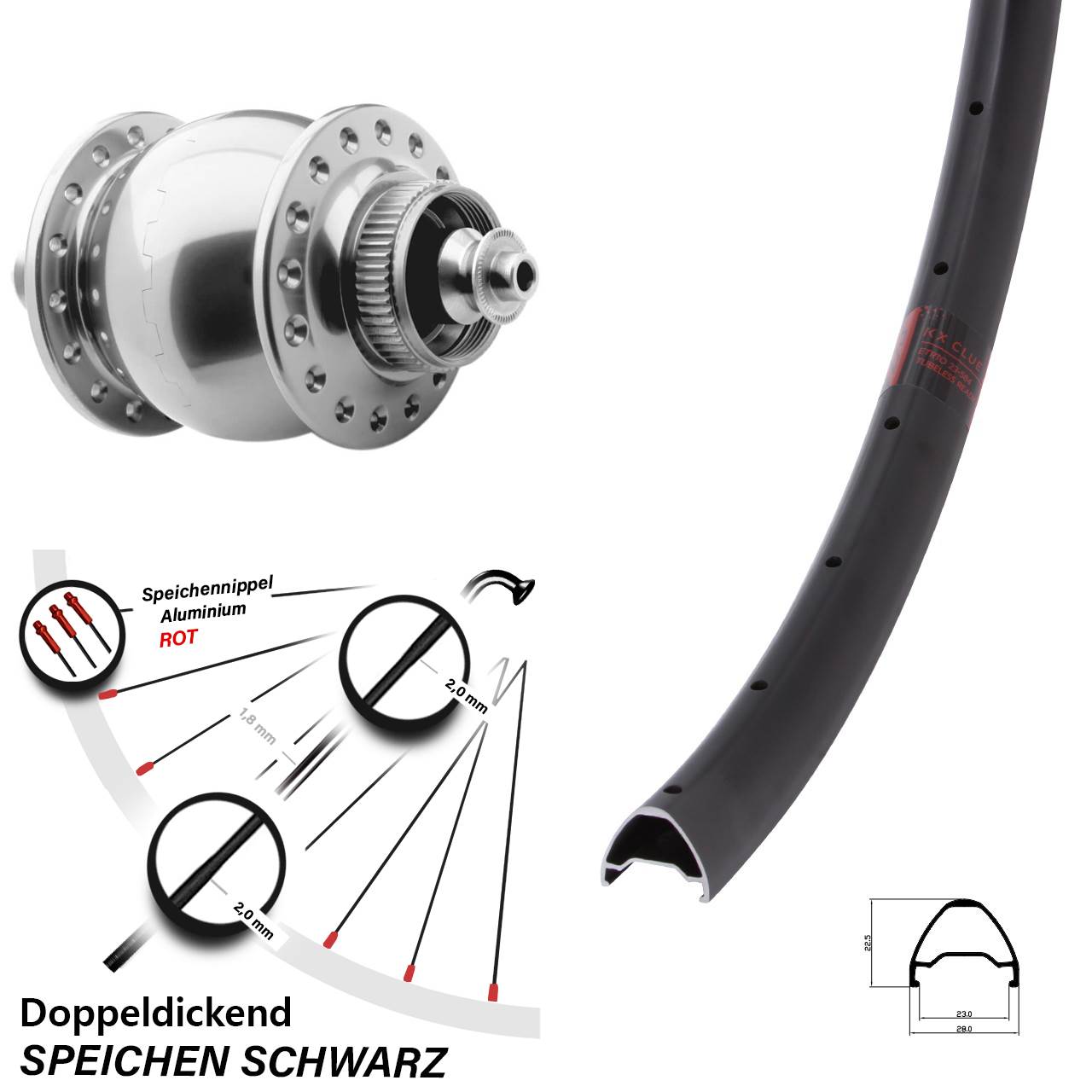 Disc Nabendynamovorderrad 29 Zoll KX Clue SON 28 für Schnellspanner