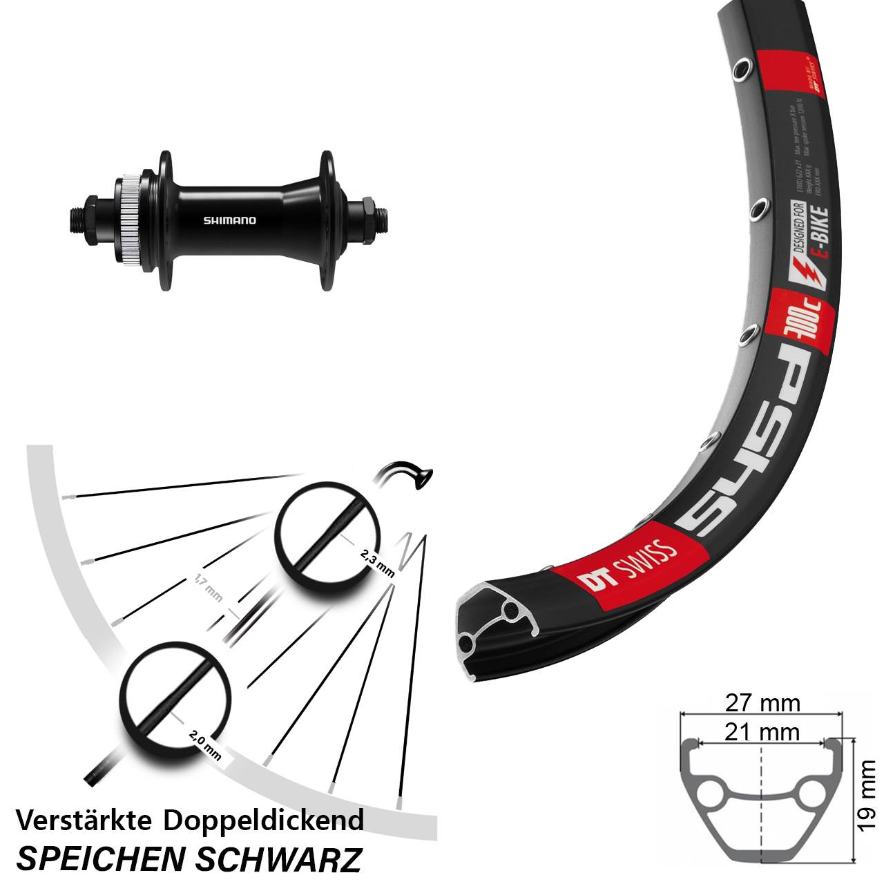 28 Zoll DT Swiss 545d Shimano HB-QC400 Centerlock Vorderrad QR