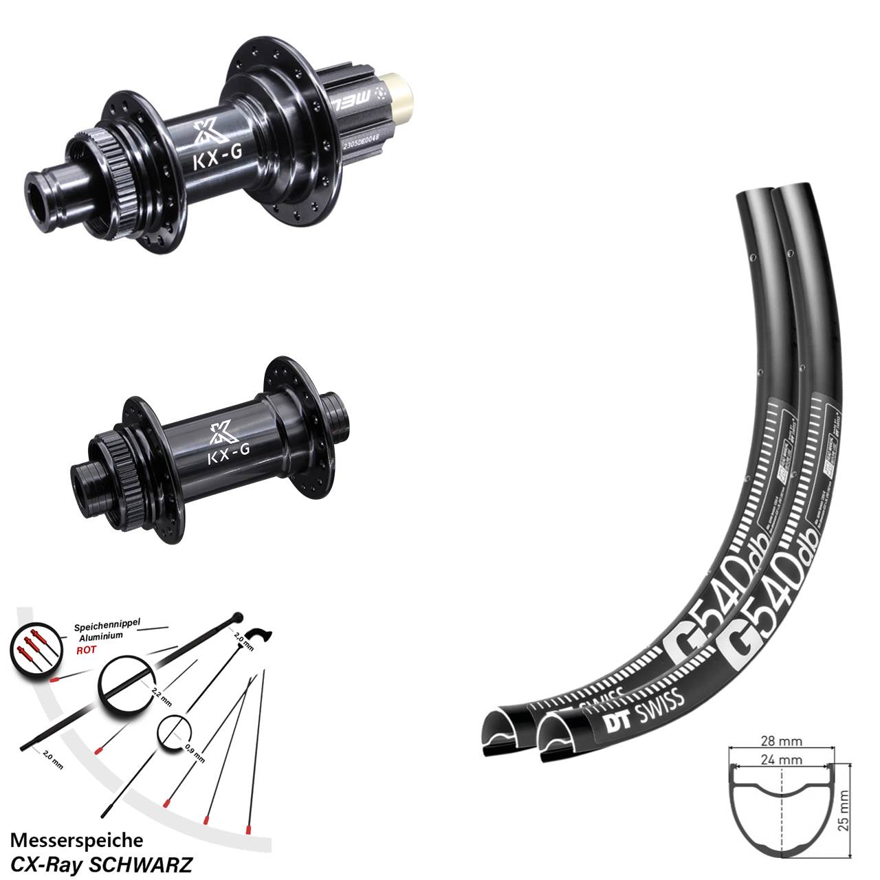 Centerlock Laufradsatz 28 Zoll DT Swiss G540 KX-G Campa N3W 12x100/142 CX-Ray