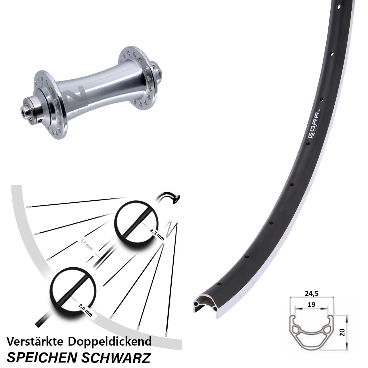 Gora 19 Novatec A141 26 Zoll Laufrad für Schnellspanner