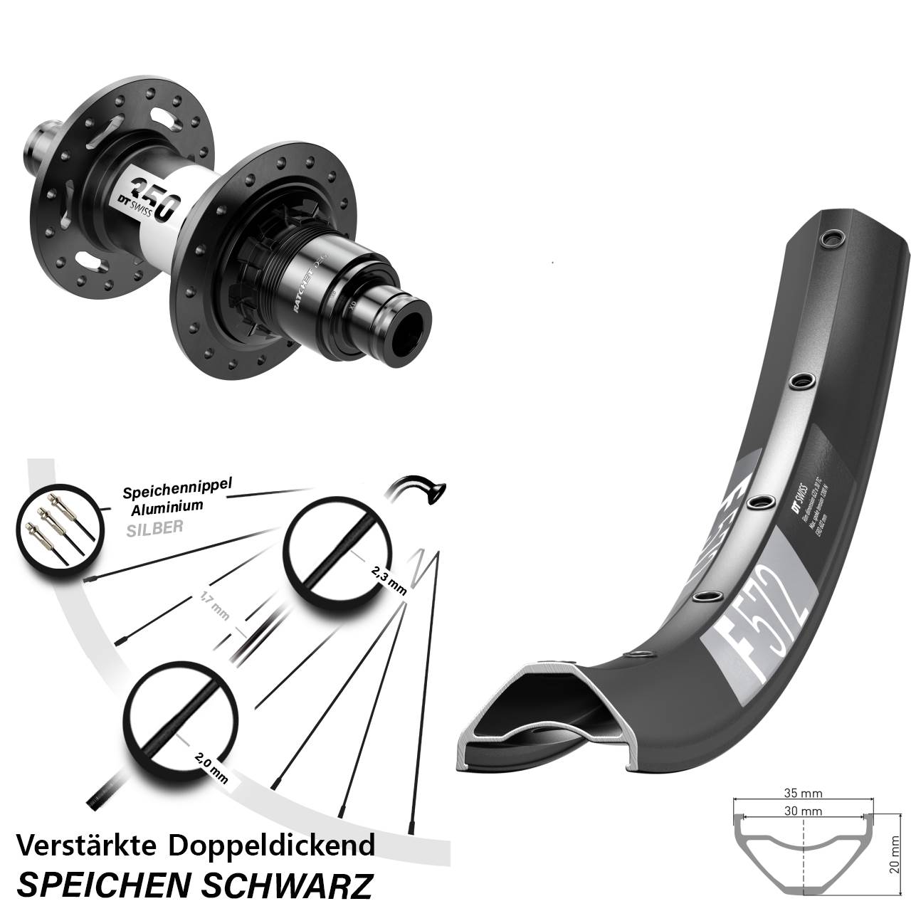Hinterrad Centerlock 29 Zoll DT Swiss F572-350 DEG72 SRAM XD 12x148