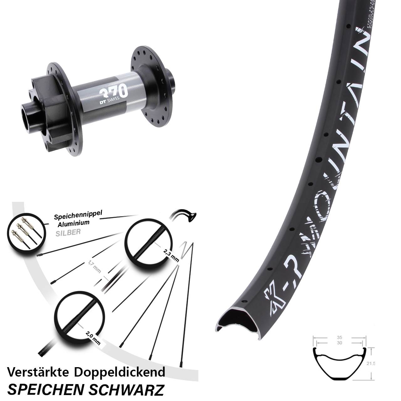 Disc Vorderrad 650B KX-R Mountain DT Swiss 370 15x110 Boost