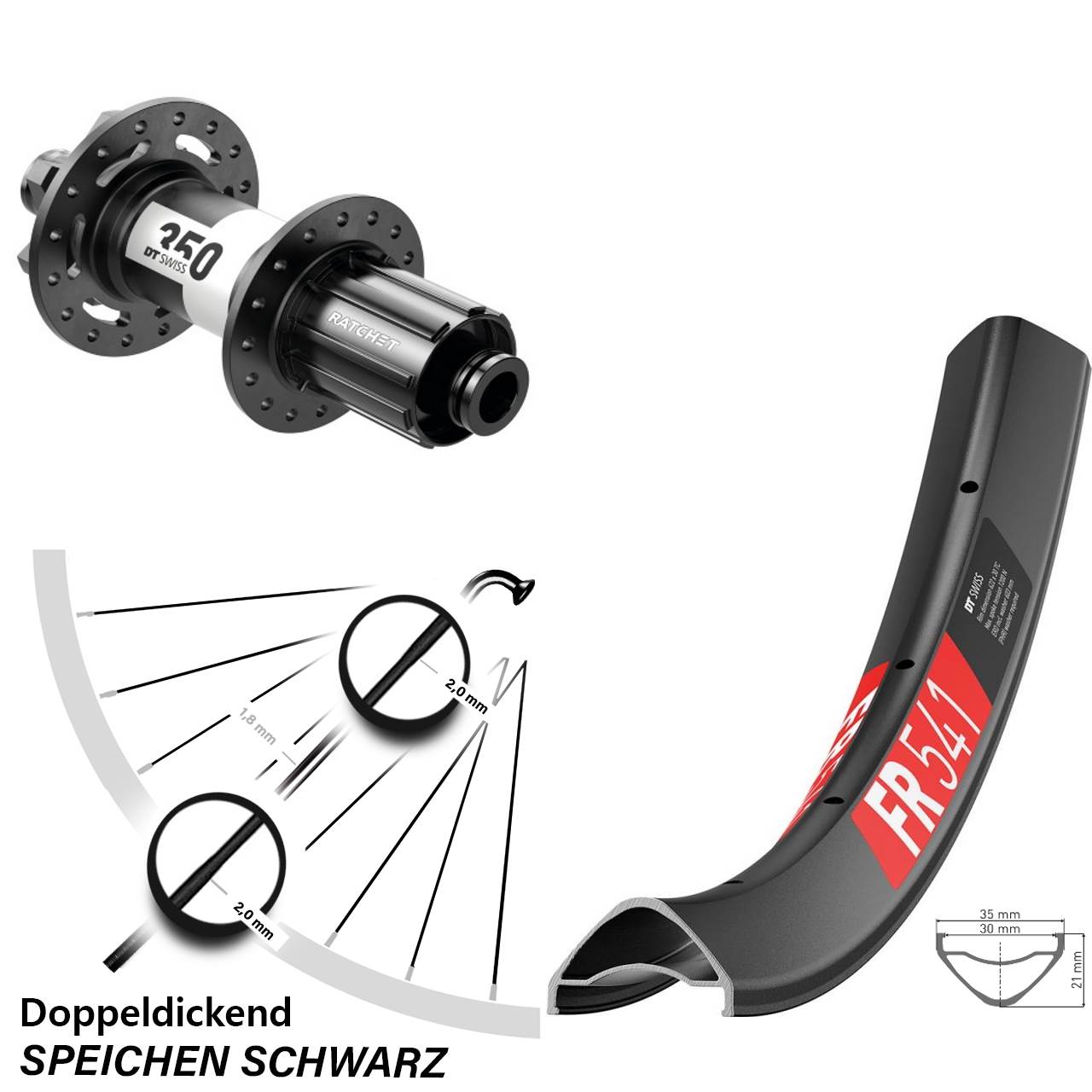 Disc Laufrad 29 Zoll DT Swiss FR541-350 8-11 fach 12x142