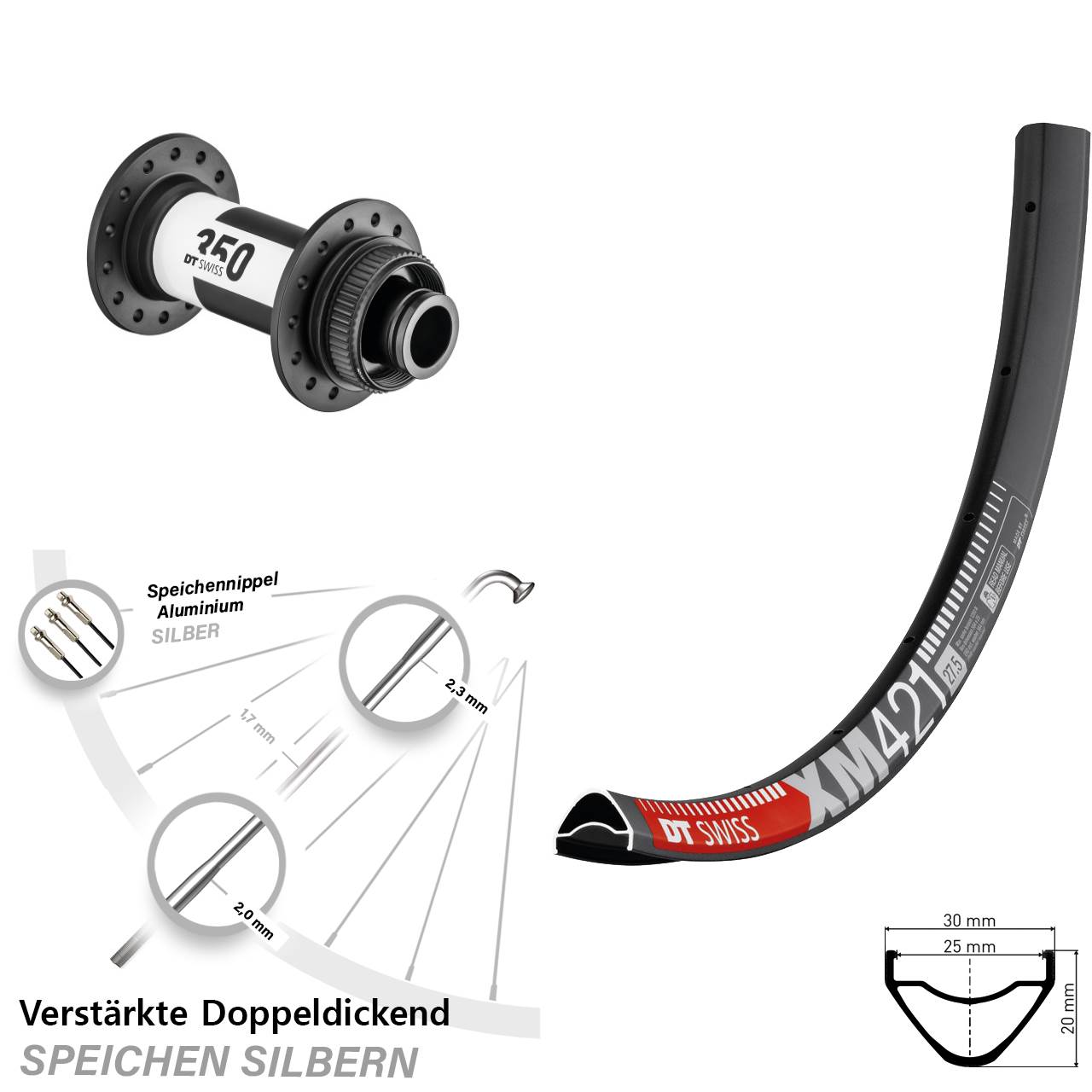 29 Zoll Vorderrad Centerlock 15x100 XM 421 DT Swiss 350