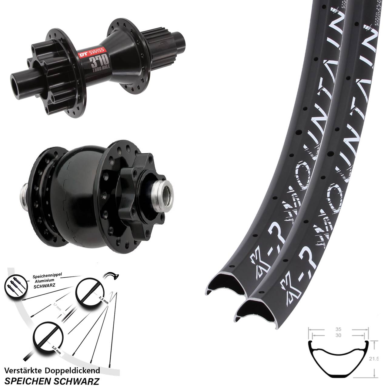 Disc Laufradsatz 29 Zoll KX-R Mountain DT Swiss 370 SON 28 Micro Spline 12x100/142