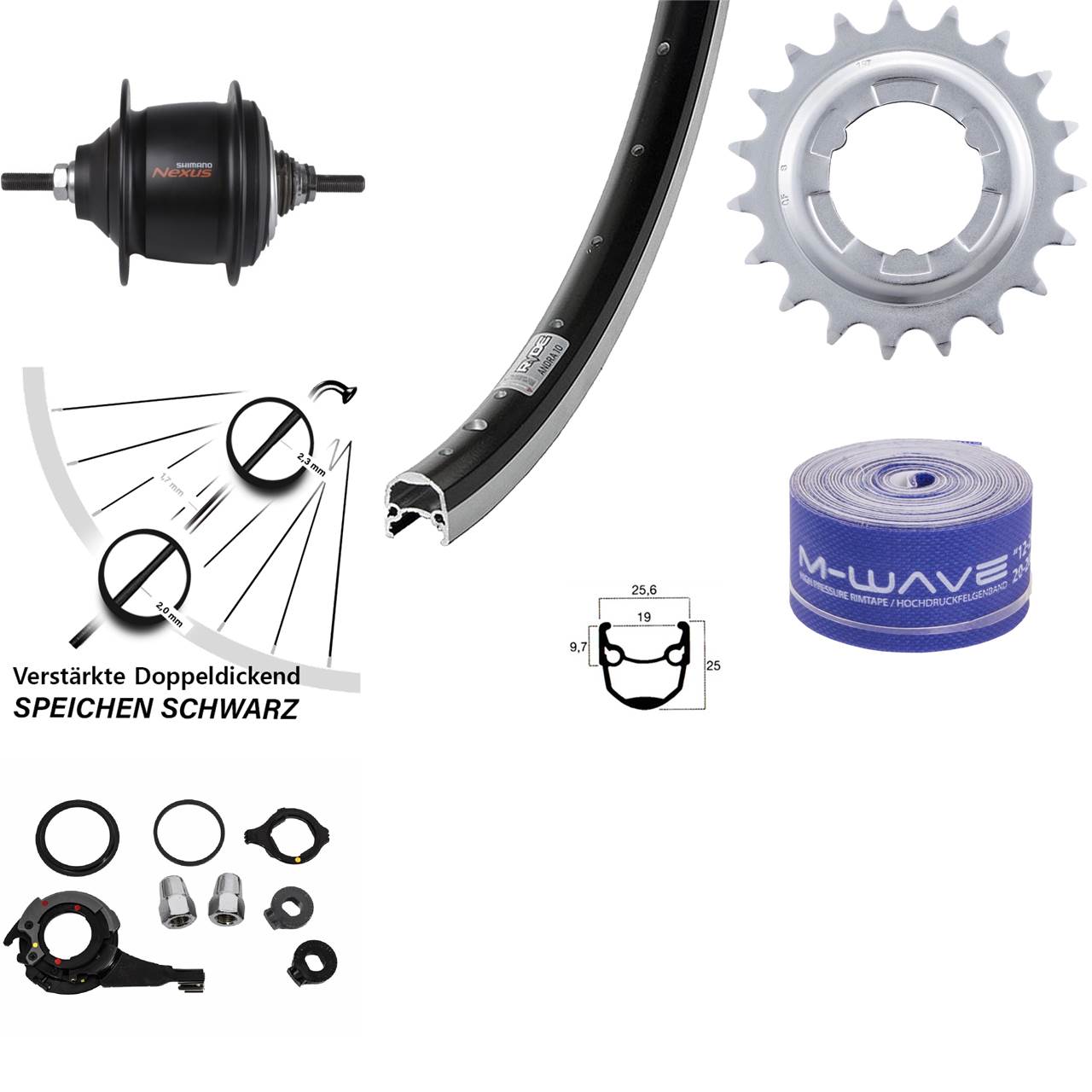 Hinterrad 20 Zoll Ryde Andra 10 Shimano Nexus 8 Gang Premium