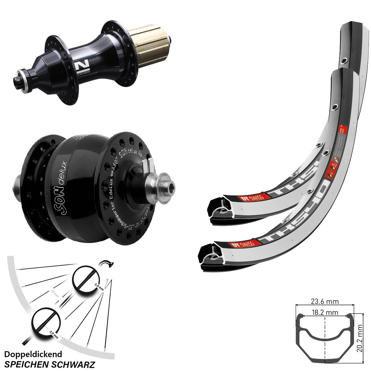 28 Zoll DT Swiss TK540 Novatec F162SB SONdelux Laufrad-Satz 8-12 fach HG QR