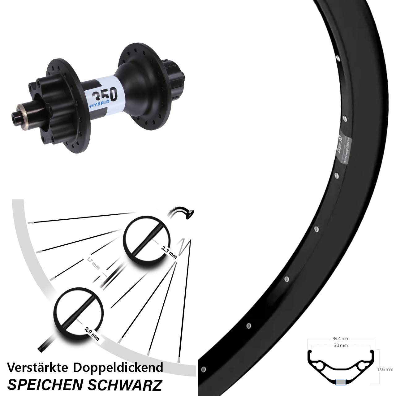 Hinterrad Ryde Disc 30 DT Swiss 350 Hybrid Singlespeed 5x135