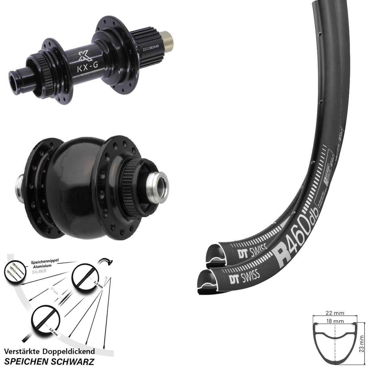 DT Swiss R 460 KX-G SON delux 28 Zoll Disc Laufrad-Satz 12x100/142 Micro Spline