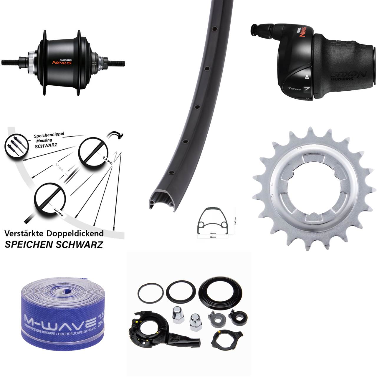 28 Zoll Hinterrad Ambrosio Sport Shimano Nexus 7 Gang Centerlock