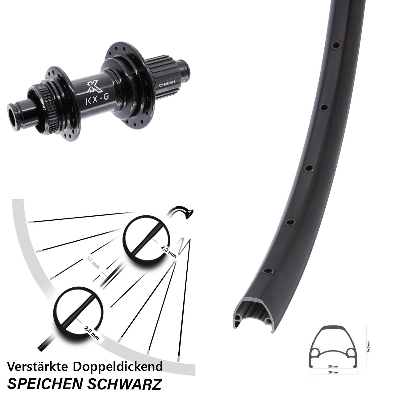 28-29 Zoll Ambrosio Sport KX-GS verstärkt Disc Hinterrad 12x142 Shimano Micro Spline