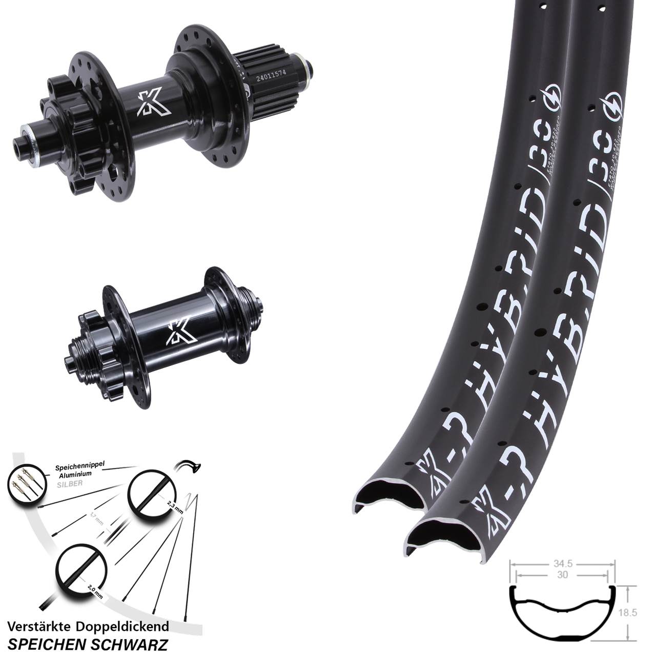 29 Zoll KX-MR Hybrid 30 Laufradsatz 6-Loch für Schnellspanner Shimano Micro Spline