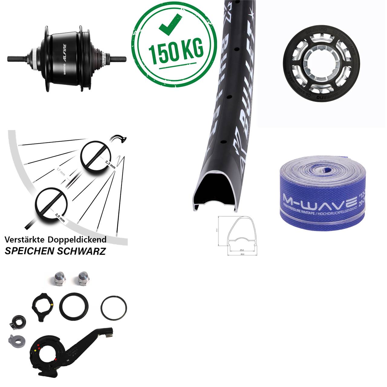 28-29 Zoll Hinterrad Shimano Alfine 8 Gang KX Bullet OS
