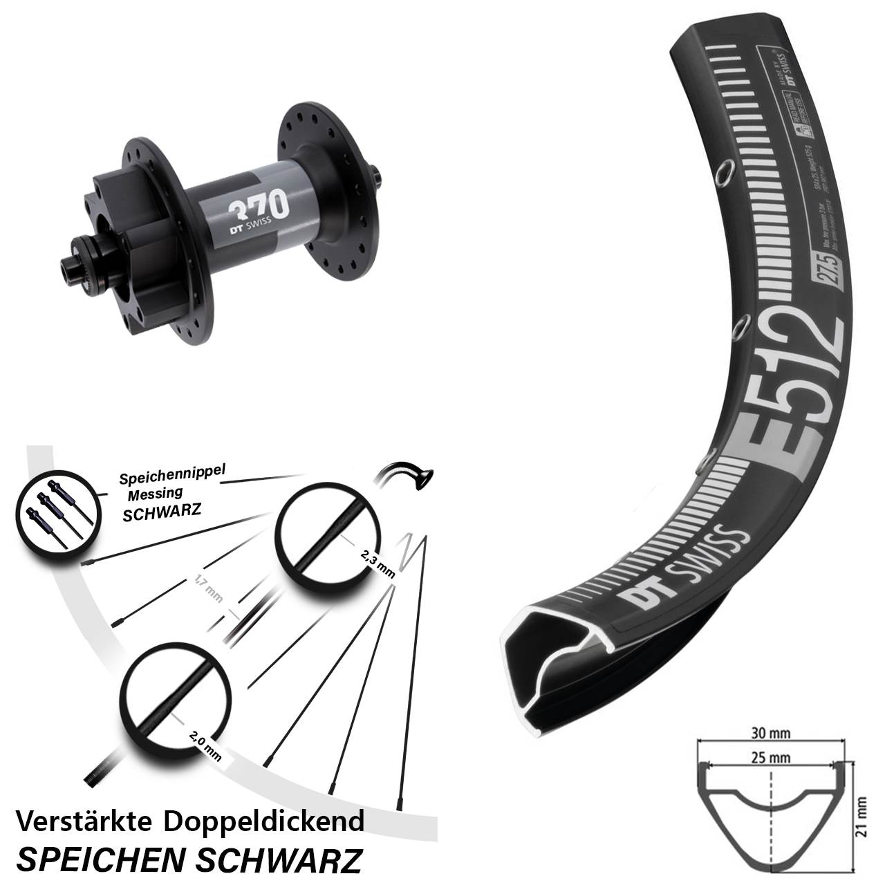 DT Swiss E512-370 29 Zoll Vorderrad 6-Loch QR