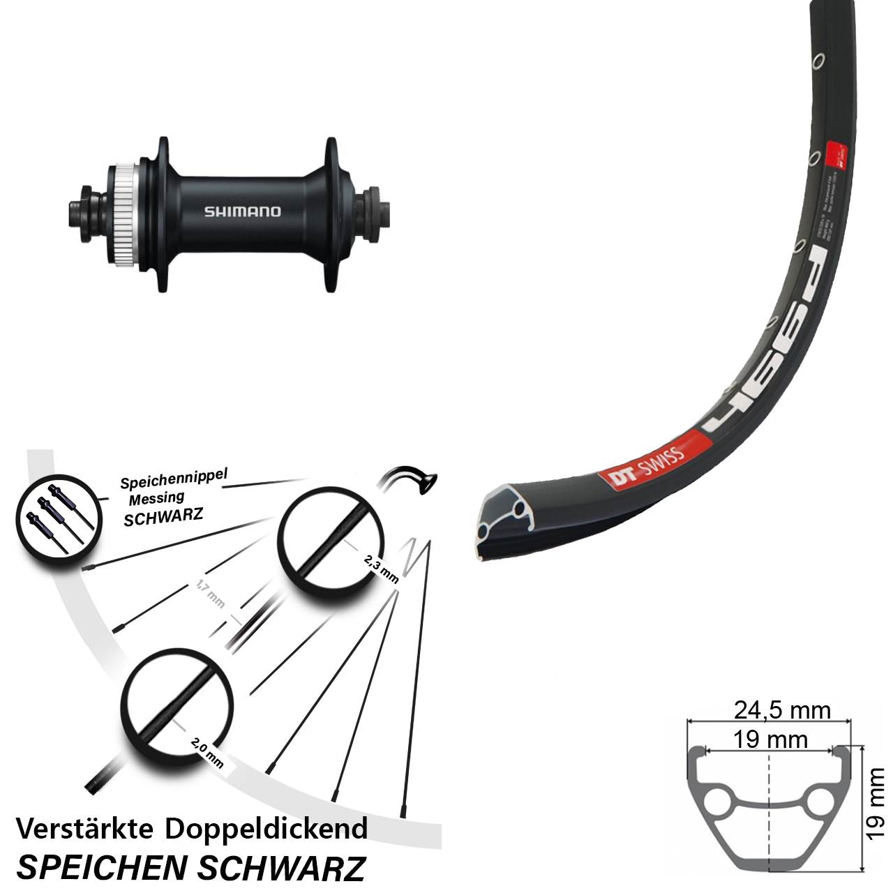 DT Swiss 466 Shimano HB-M4050 29 Zoll Centerlock Vorderrad für Schnellspanner