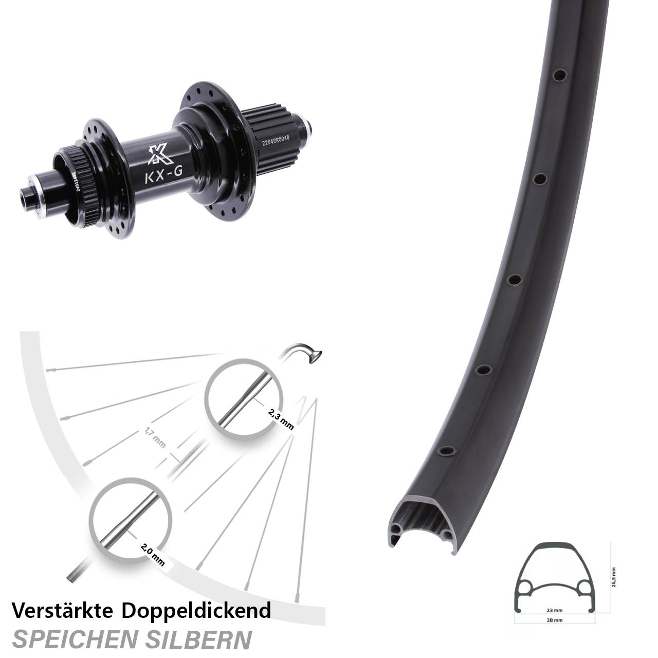 Ambrosio Sport KX-GS Heavy Duty 28 Zoll Disc Laufrad QR Micro Spline