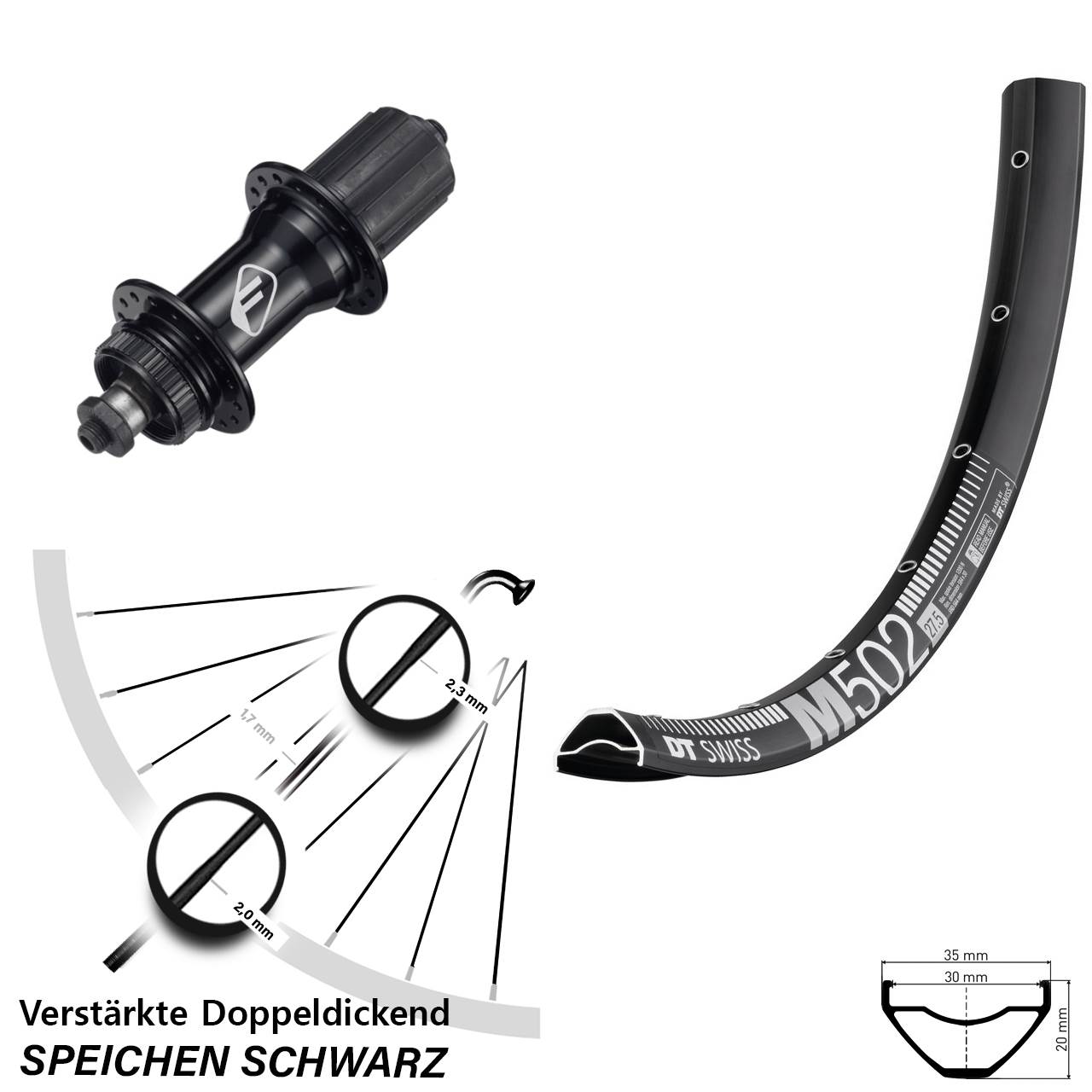 DT Swiss M 502 Formula CL52 29 Zoll Centerlock Hinterrad QR 8-11 fach HG
