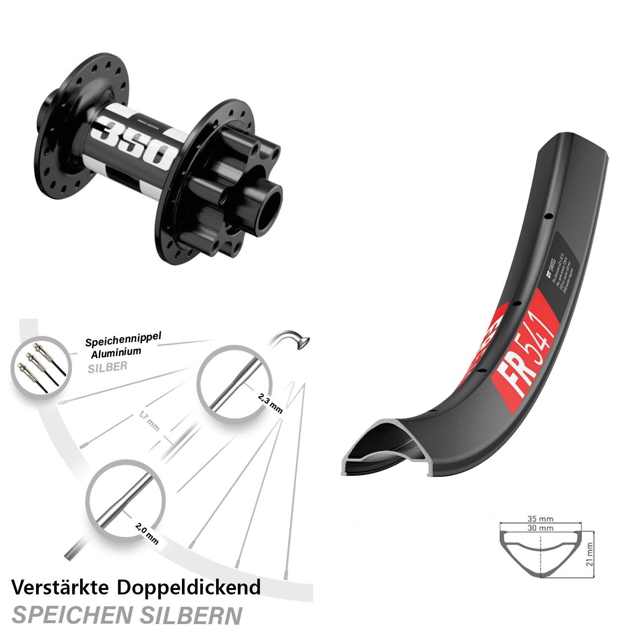 29 Zoll DT Swiss FR 541-350 Disc Vorderrad 15x110 Boost